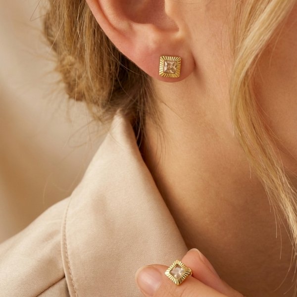  Kolczyki sztyft kwadrat  złoto 585