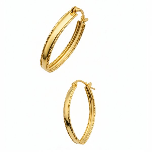 Kolczyki okazałe grawerowany owal złoto 585