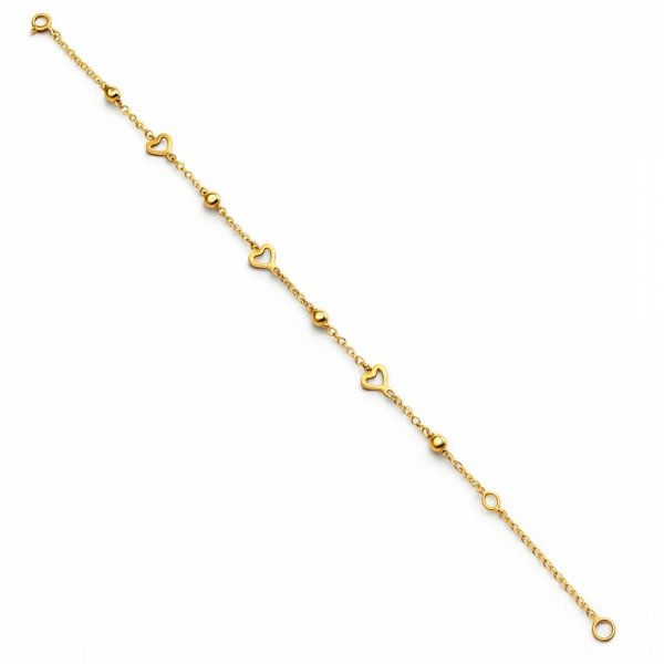 Bransoletka kule z motywem serca złoto 585