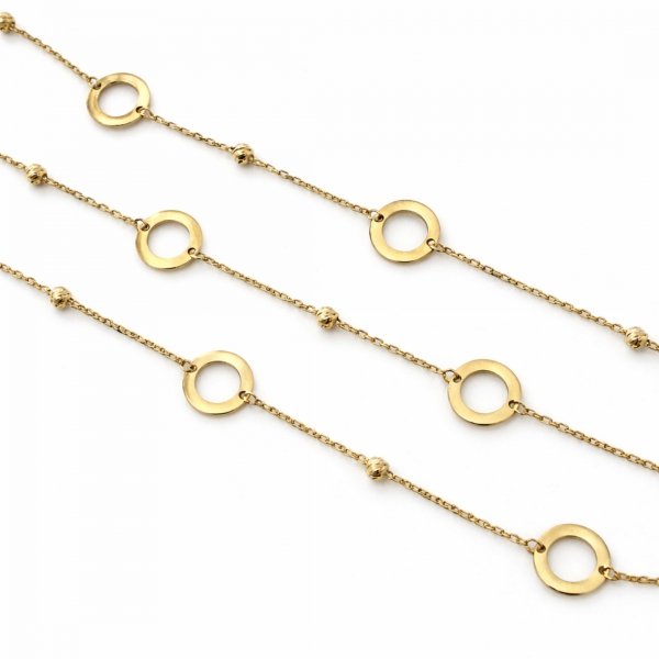 Naszyjnik z obręczami i kulami złoto 585