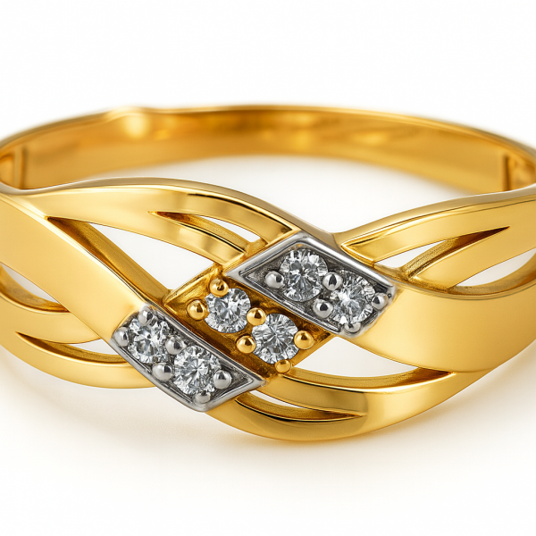 Pierścionek szeroki warkocz  r.16 złoto 585  