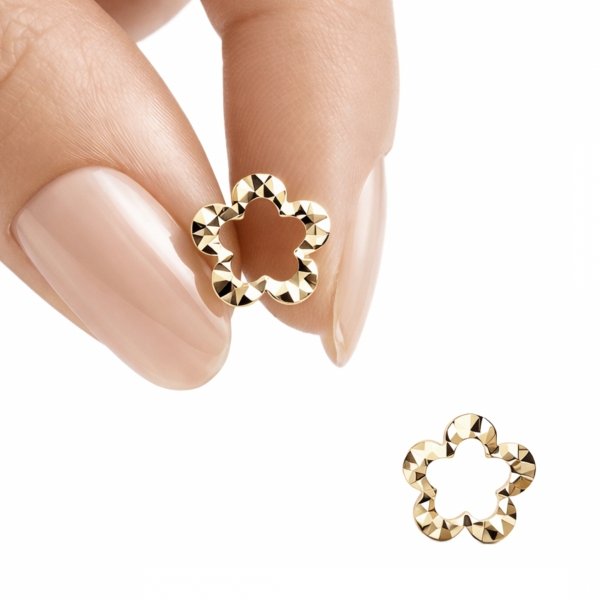 Kolczyki sztyft kontur kwiatu złoto 585 