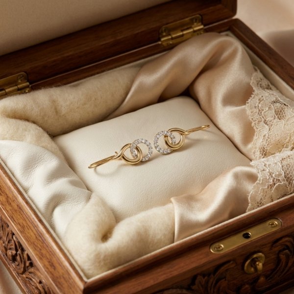 Kolczyki zapięcie bigiel spleciona forma z kamieniami złoto 585 