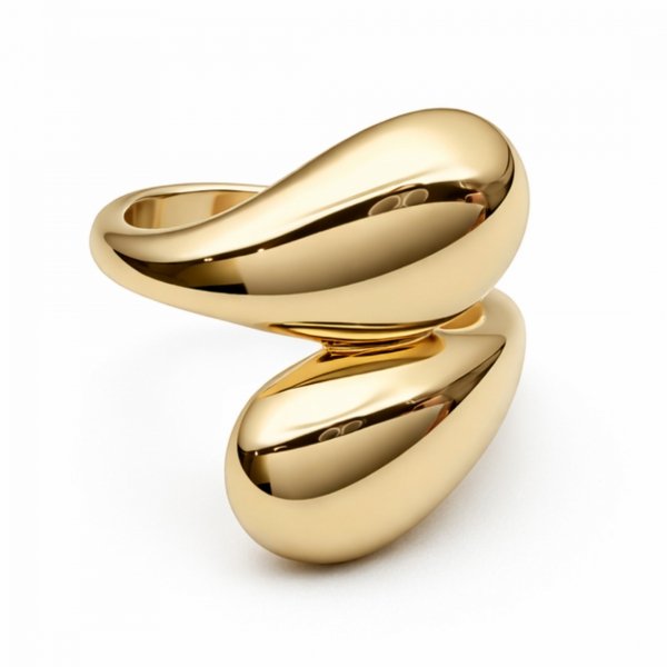 Pierścionek R.15 Krople 3D złoto 585
