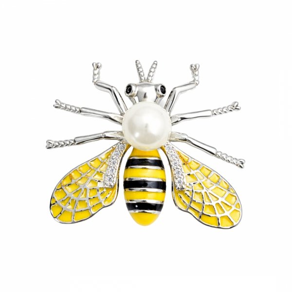 Broszka w kształcie pszczoły z perłą srebro 925