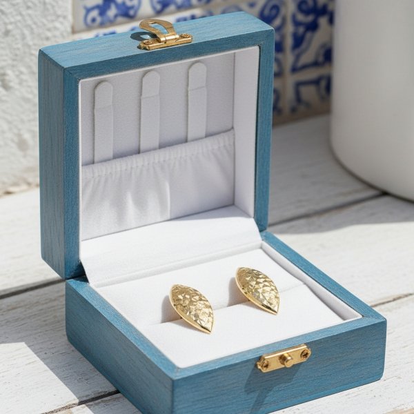 Kolczyki wzór geometryczny grawer złoto 585 