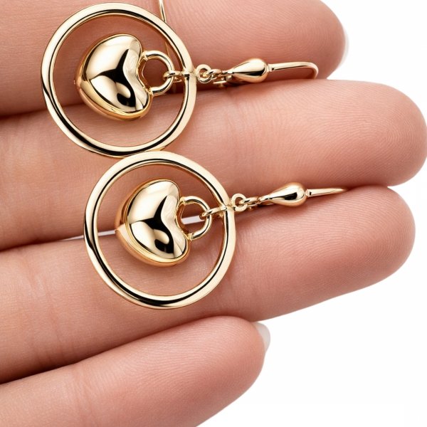 Kolczyki koła z sercem złoto 585 