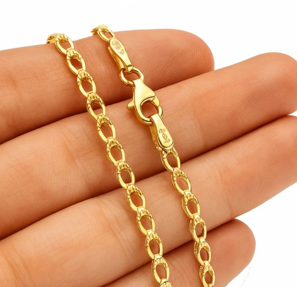 Naszyjnik finezja grawerowana kropla  złoto 585