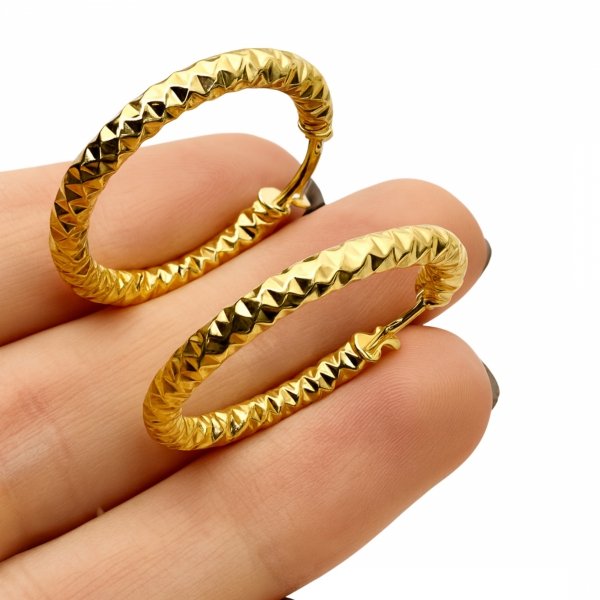 Kolczyki koła grawer 3D złoto 585