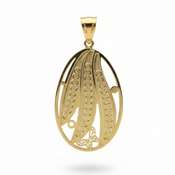 Okazały wisior owal finezja motyl  5cm złoto 585 