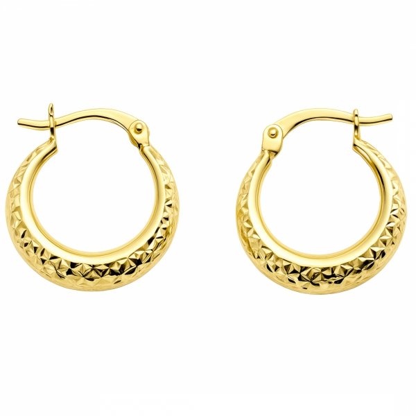 Kolczyki koła 3D diamentowane złoto 585