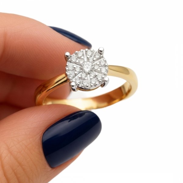 Pierścionek R. 12 diamenty naturalne złoto 585 