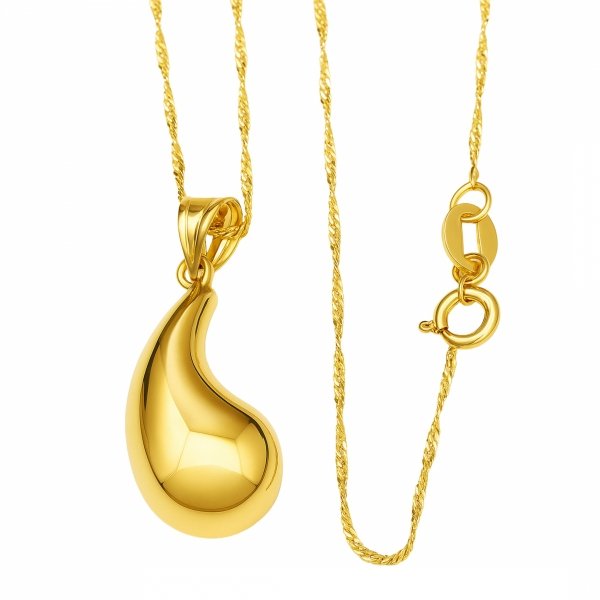Naszyjnik kropla 3D polerowana  45cm złoto 585