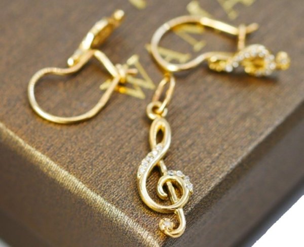 Komplet klucz wiolinowy  złoto 585 
