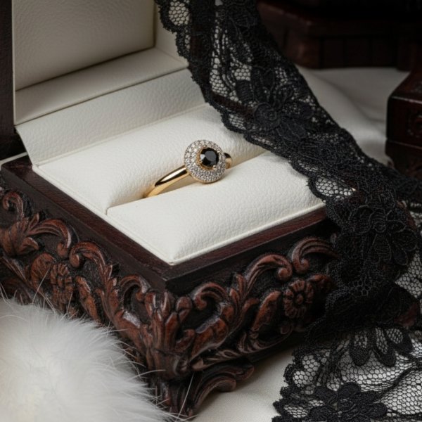 Pierścionek w formie korony z kamieniami R.18 złoto 585