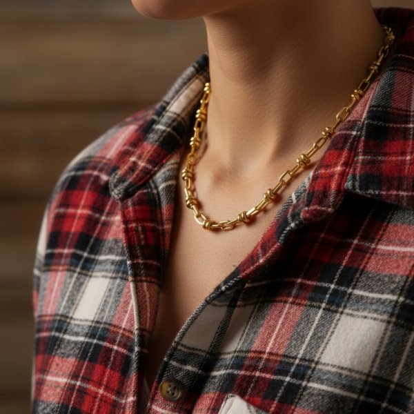 Naszyjnik przestrzenne ogniwa  55cm złoto 585