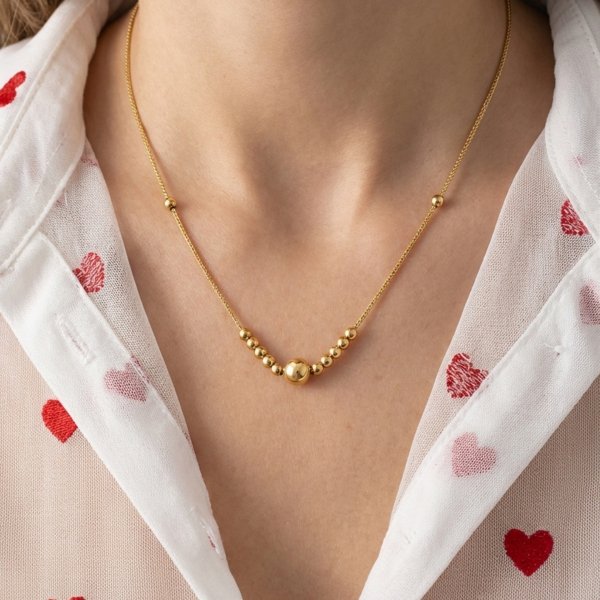 Naszyjnik z ruchomymi kulami złoto 585