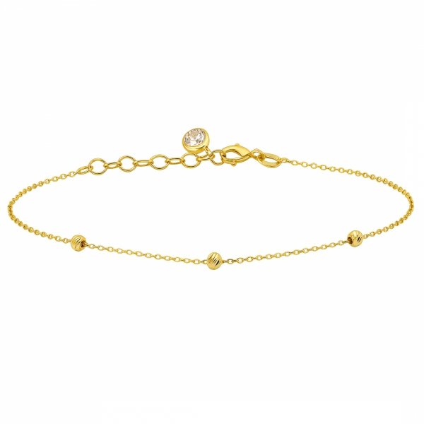 Bransoletka na nogę grawerowane kulki 26cm złoto 585