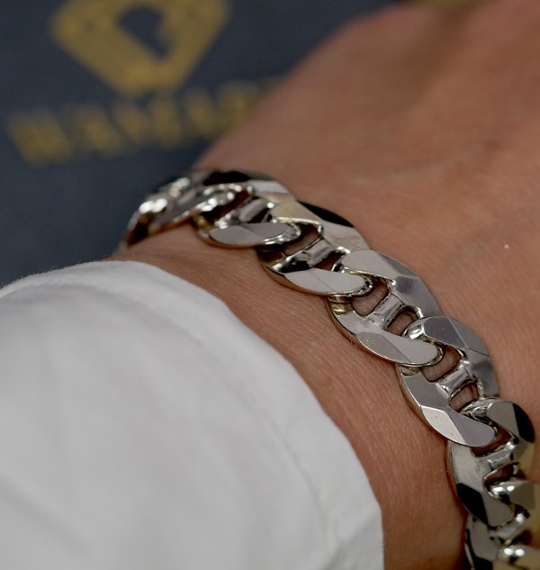 Bransoletka 12mm. masywna GUCCI 23,5cm srebro 925 rod