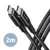 AXAGON Kabel BUCM-CM20AB USB-C USB-C 2.0, 2m, PD 60W, 3A, ALU, oplot Czarny