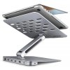AXAGON HMC-STND Stojak z wieloportowy hub Aluminiowy 7in1, 5Gbps, do 10 cali-16 cali cali laptopów, nastawny, 3x USB-A, HDMI 4K/60Hz, GLAN, PD 100W, 60cm USB-C kabel