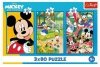 Trefl Puzzle 3x80 elementów Ekipa Myszki Miki