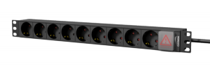 CAYMON PSR109GS/B 19 calilistwa zasilająca unit - 9 x German sockets + front switch Black version