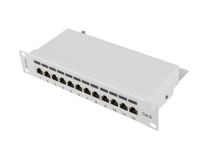 Patch panel Lanberg PPF6-9012-S 12 port 1U 10 cali kat.6 ekranowany szary