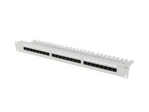 Patch panel Lanberg 24 port 1U 19 cali kat.6 UTP z organizerem kablowym szary