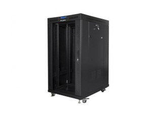 Szafa instalacyjna Rack stojąca 19 cali 22U 800x1000 czarna drzwi szklane LCD Lanberg (flat pack) V2