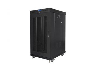 Szafa instalacyjna Rack stojąca 19 22U 800x800 Drzwi Perforowane czarna Lanberg (flat pack) LCD V2 - PO TEST