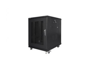 Szafa instalacyjna Rack stojąca 19 cali 15U 600x800 czarna drzwi perforowane Lanberg (flat pack)