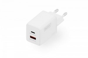 Digitus Ładowarka sieciowa/zasilacz USB GaN 45W, 1x USB-C, 1x USB-A, biała