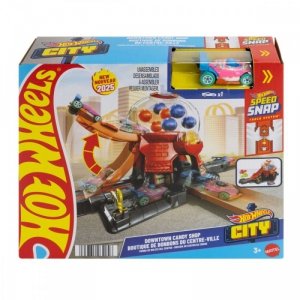 Hot Wheels Tor samochodowy Speed Snap Zestaw Sklepik Guma balonowa + autko