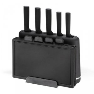 Feel-Maestro Zestaw noży + desek na podstawce MR-1412-BLACK