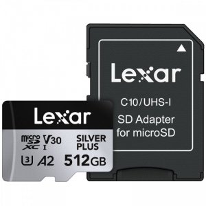 Lexar Karta pamięci microSD 512GB C10 A2 U3 V30 205/150MB/s Silver Plus