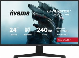IIYAMA Monitor komputerowy  23,8 cala G2471HS-B1 Fast IPS,FHD,240Hz,2xHDMI,DP, 350cd,     Adaptive G-SYNC - 1920 x 1080 @48-240Hz  DisplayPort Only