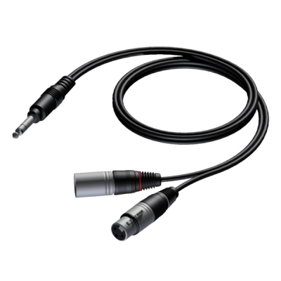 Procab CAB709/3 6.3 mm Jack male stereo - XLR male &amp; XLR female 3 meter