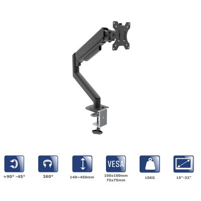 Uchwyt biurkowy do monitora Akyga AK-MB-05 regulowane ramię gazowe 10kg VESA 75x75mm / 100x100mm 15-32 cale