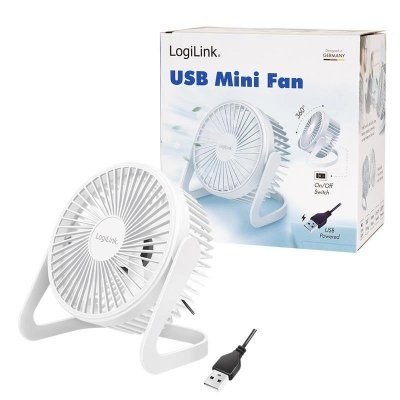 Wentylator USB LogiLink UA0402 biurkowy, 12,7 cm, 30 dB, biały