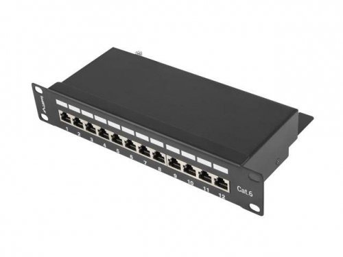 Patch panel Lanberg PPF6-9012-B 12 port 1U 10 cali kat.6 ekranowany czarny