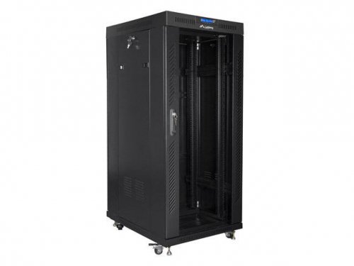 Szafa instalacyjna Rack stojąca 19 cali 37U 800x1000 czarna drzwi szklane LCD Lanberg (flat pack)