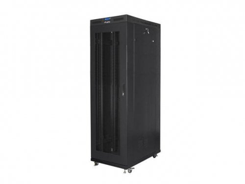 Szafa instalacyjna Rack stojąca 19 cali 42U 800x1200 czarna drzwi perforowane LCD Lanberg (flat pack)