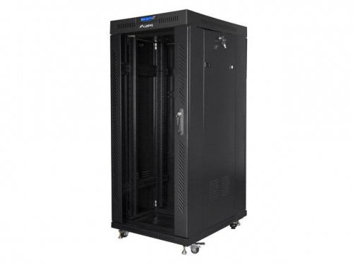 Szafa instalacyjna Rack stojąca 19 cali 27U 800x1200 Drzwi Szklane czarna Lanberg (flat pack) LCD