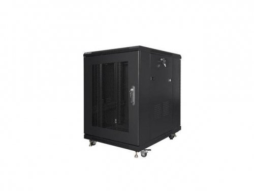 Szafa instalacyjna Rack stojąca 19 cali 15U 600x800 czarna drzwi perforowane Lanberg (flat pack)