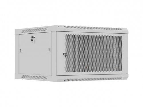 Szafa instalacyjna Rack 19" Lanberg 6U 600x600 wisząca szara drzwi perforowane (flat pack)