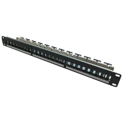 Patch panel keystone RACK 19 cali 1U, 24 porty, FTP, STP, Netrack, czarny