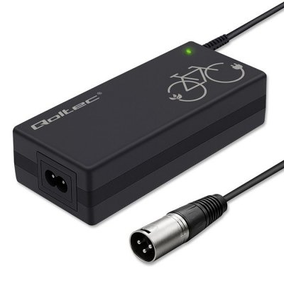 Qoltec Ładowarka do roweru elektrycznego 36V | 42V | 2A | 3P XLR-18mm  + kabel zasilający