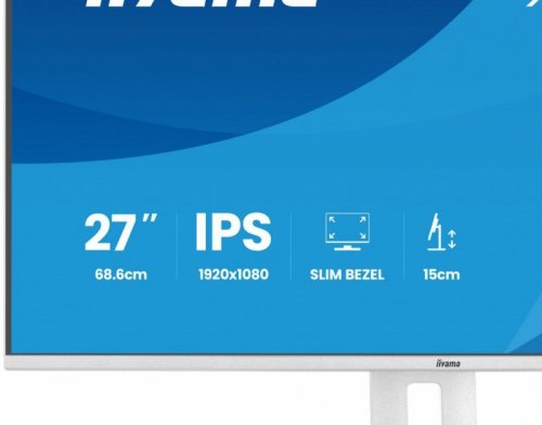IIYAMA Monitor 27 cali XB2797HSU-W1 IPS, FHD, HDMI, DP, 120Hz, 2xUSBv3.2, 2xUSB-C, 350 CD, x2W, HAS 150/PIVOT, Biały