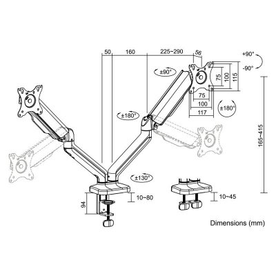 LogiLink Uchwyt na 2 monitory, 17-32 cali, max 9kg na ramie